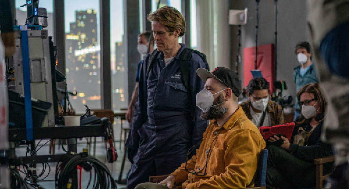 Actor Willem DaFoe and director Vasilis Katsoupis on the set of 'Inside,' a Focus Features release.