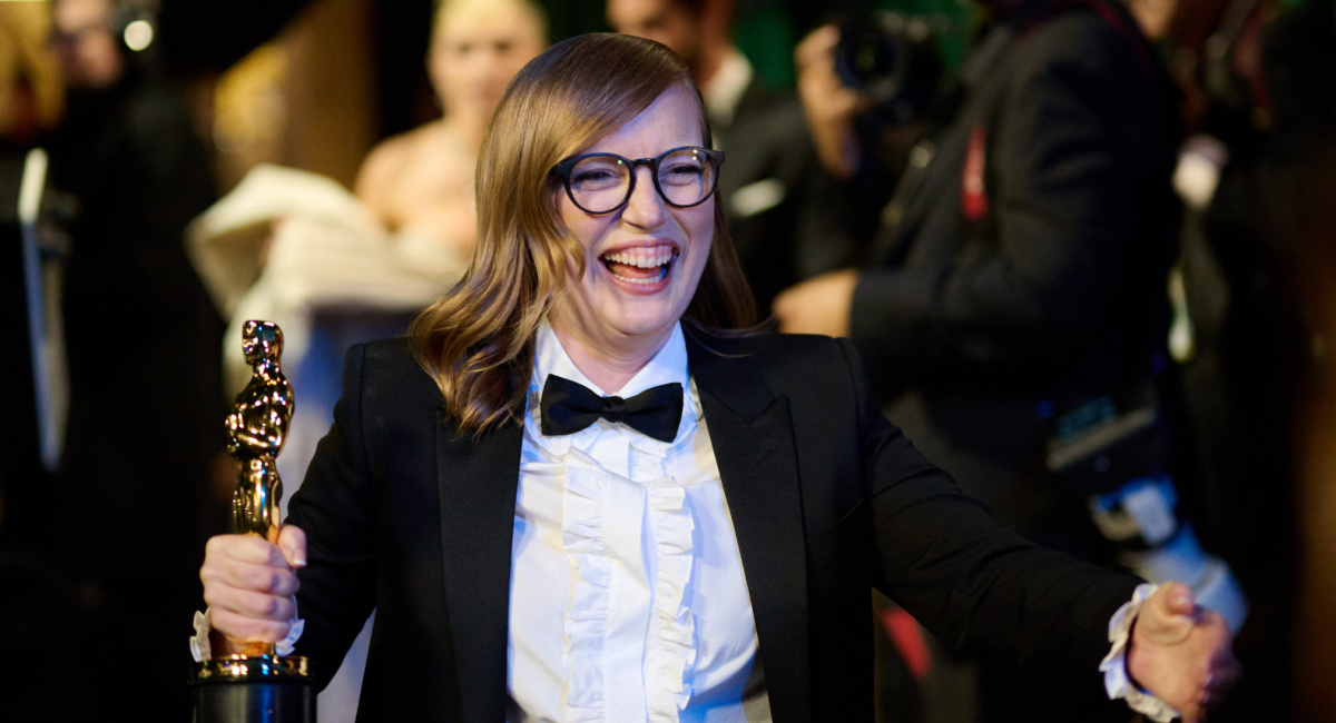 Sarah Polley backstage with the Oscar® for Adapted Screenplay during ABC's live broadcast of the 95th Oscar® at the Dolby® Theater at Ovation Hollywood on Sunday, March 12, 2023.