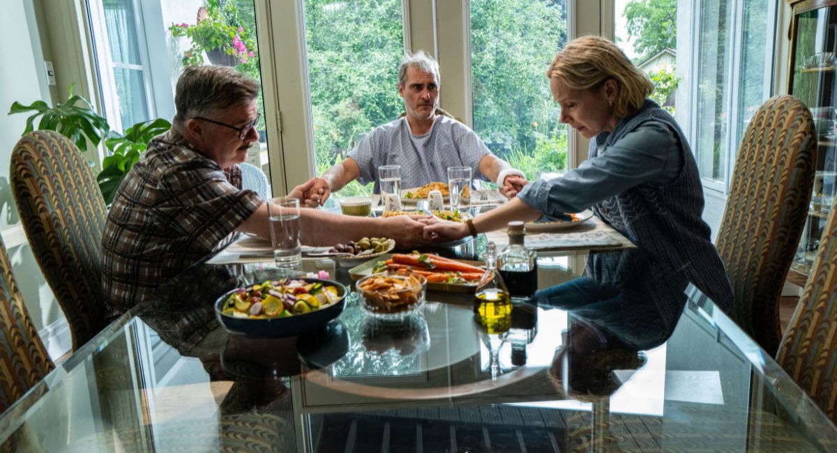 Nathan Lane, Joaquin Phoenix and Amy Ryan in 'Beau Is Afraid.'