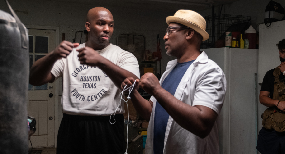 Khris Davis and director, George Tillman on the set of 'Big George Foreman: The Miraculous Story of the Once and Future Heavy Weight Champion of the World.'