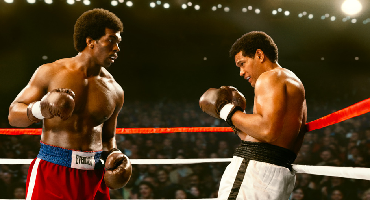 Khris Davis as George Foreman and Sullivan Jones as Muhammad Ali in 'Big George Foreman: The Miraculous Story of the Once and Future Heavy Weight Champion of the World.'