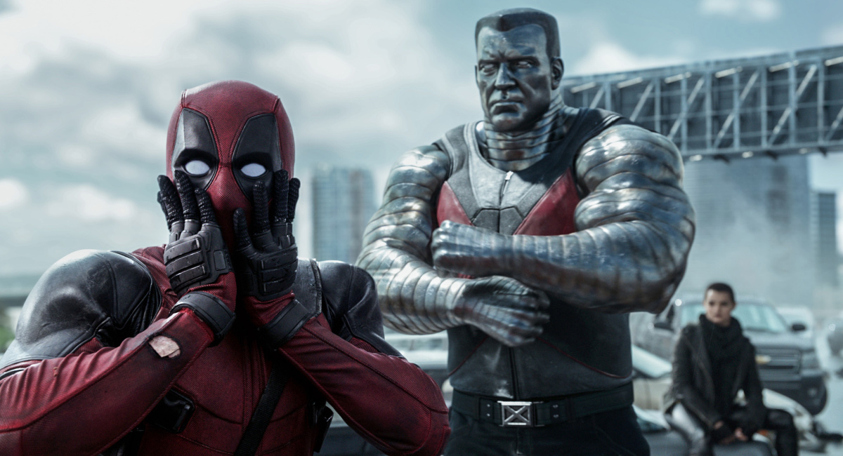 Deadpool (Ryan Reynolds) reacts to Colossus’ (voiced by Stefan Kapicic) threats in 'Deadpool.'