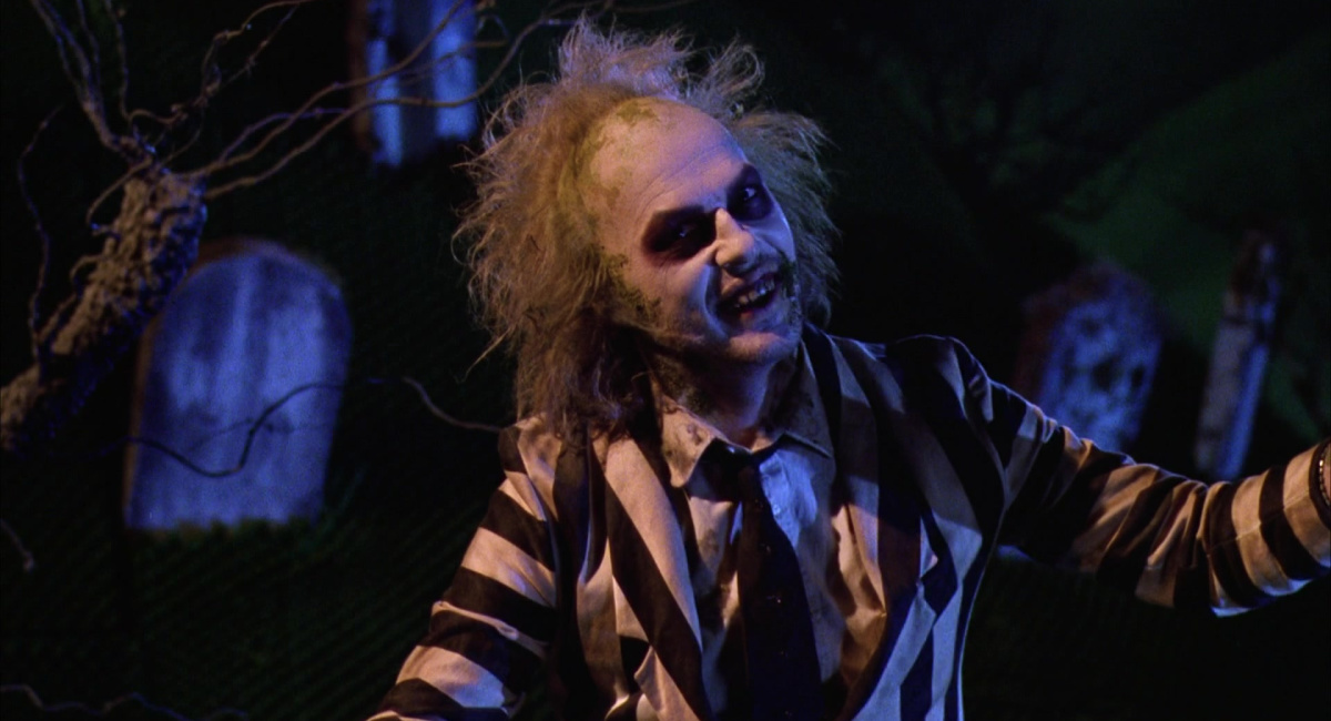 Michael Keaton como Betelgeuse em 'Beetle Juice' de 1988.