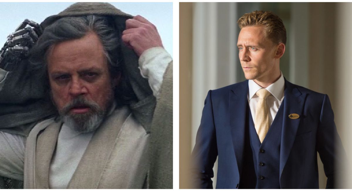 (Left) Mark Hamill in 'Star Wars: The Last Jedi.' (Right) Tom Hiddleston in 'The Night Manager.'