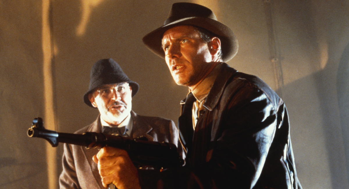 Sean Connery as Henry Jones, Sr. and Harrison Ford as Indiana Jones in 'Indiana Jones and the Last Crusade.'