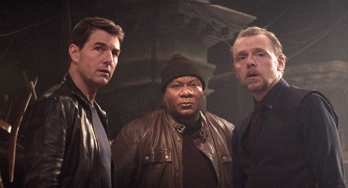 Tom Cruise, Ving Rhams e Simon Pegg em 'Missão: Impossível - Fallout: Parte Um' da Paramount Pictures e Skydance.
