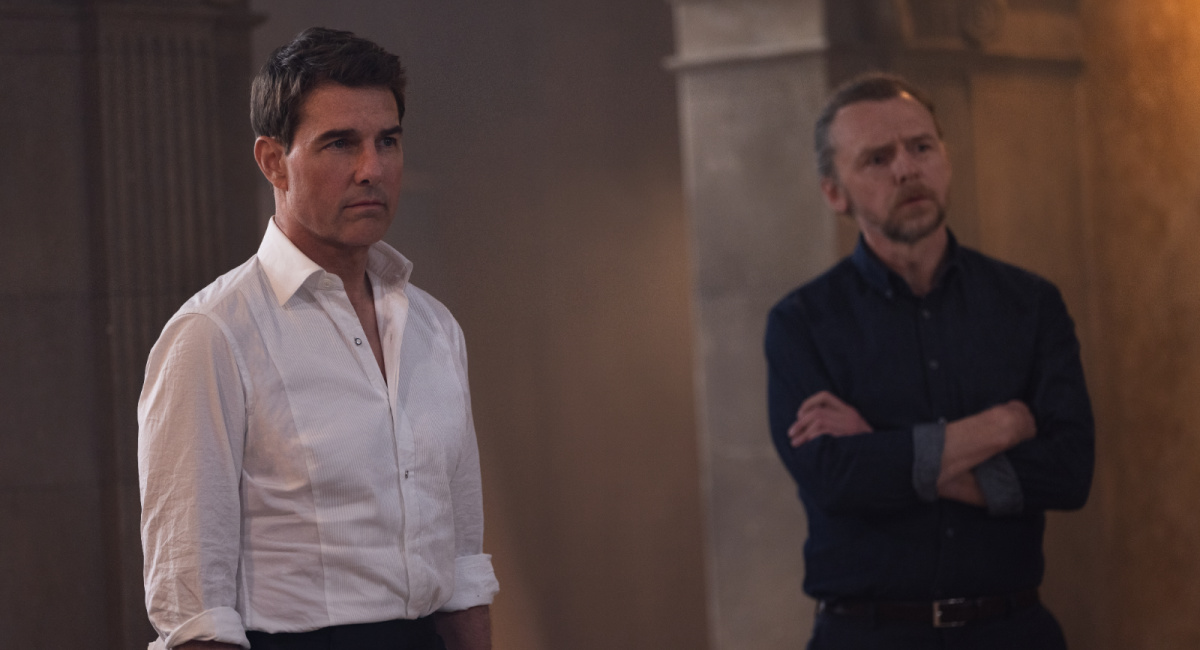 Tom Cruise and Simon Pegg in 'Mission: Impossible Dead Reckoning - Part One' from Paramount Pictures and Skydance.