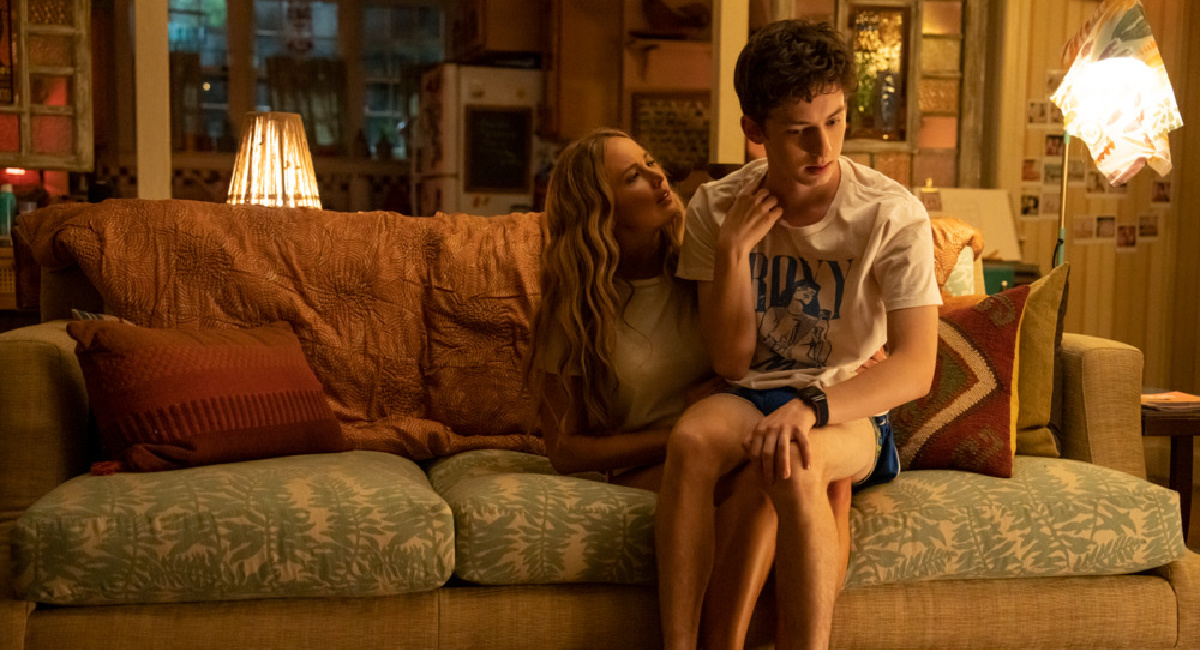 Maddie (Jennifer Lawrence) and Percy (Andrew Barth Feldman) in Columbia Pictures' 'No Hard Feelings.'