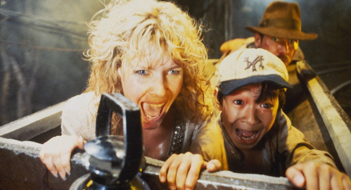Kate Capshaw as Wilhelmina "Willie" Scott, Ke Huy Quan as Short Round and Harrison Ford as Indiana Jones in 'Indiana Jones and the Temple of Doom.'