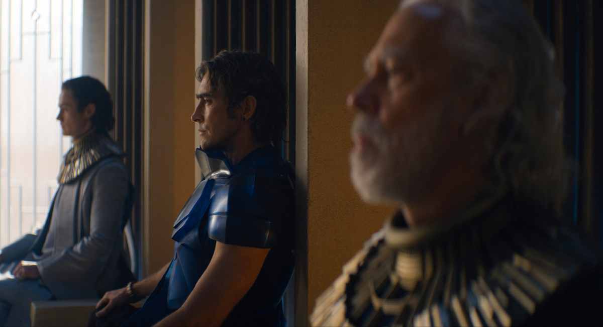 Cassian Bilton, Lee Pace and Terrence Mann in 'Foundation,' premiering July 14, 2023 on Apple TV+.