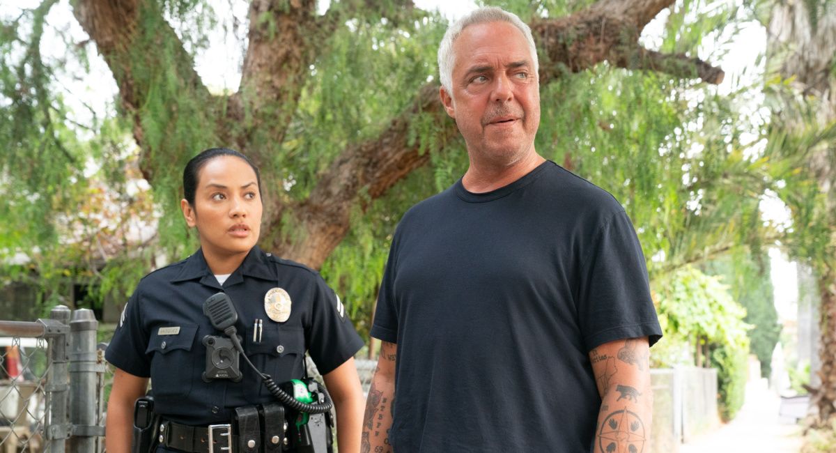 Officer Reina Vasquez (Denise G. Sanchez) and Harry Bosch (Titus Welliver) in season 2 of 'Bosch: Legacy.'