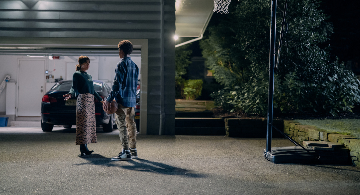 Constance Zimmer as Shira Bolitar, Jaden Michael as Mickey Bolitar in 'Harlan Coben’s Shelter.'