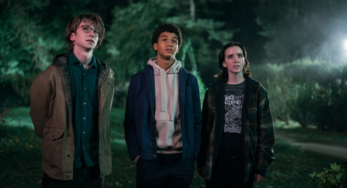 Adrian Greensmith as Arthur "Spoon" Spindell, Jaden Michael as Mickey Bolitar, Abby Corrigan as Ema Winslow in 'Harlan Coben’s Shelter.'