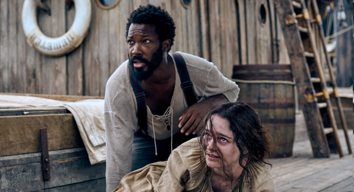 Clemens (Corey Hawkins) and Anna (Aisling Franciosi) in 'The Last Voyage of the Demeter,' directed by André Øvredal.