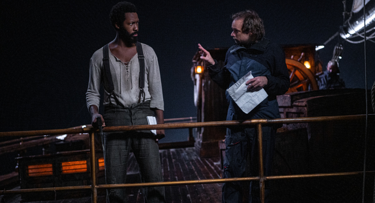 Corey Hawkins and director André Øvredal on the set of 'The Last Voyage of the Demeter.'