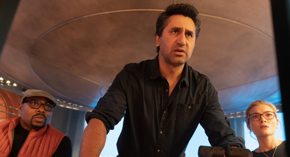 Page Kennedy as DJ, Cliff Curtis as Mac and Skyler Samuels as Jess in Warner Bros. Pictures’ and CMC Pictures’ sci-fi action thriller 'Meg 2: The Trench,' a Warner Bros. Pictures release.
