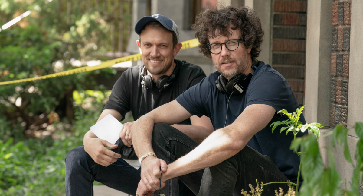 Director Matt Bettinelli-Olpin, left, and Director Tyler Gillett on the set of Paramount Pictures and Spyglass Media Group's 'Scream VI.'