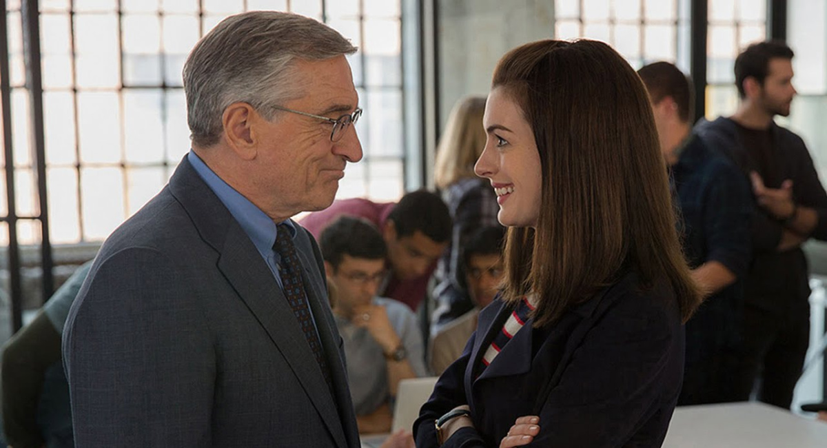 Robert De Niro as Ben and Anne Hathaway as Jules in 2015's 'The Intern.'