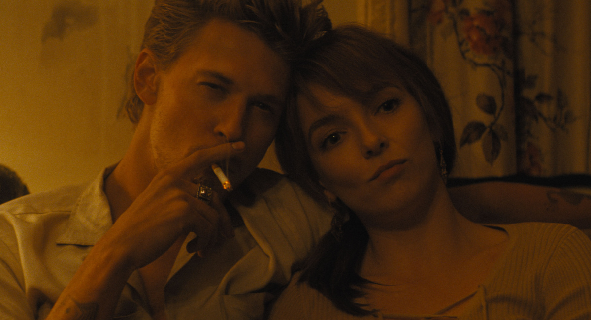 Austin Butler as Benny and Jodie Comer as Kathy in 20th Century Studios' 'The Bikeriders.'