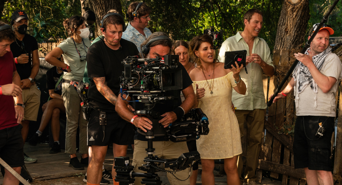 Actor/director Nia Vardalos and actor John Corbett on the set of 'My Big Fat Greek Wedding 3,' a Focus Features release.