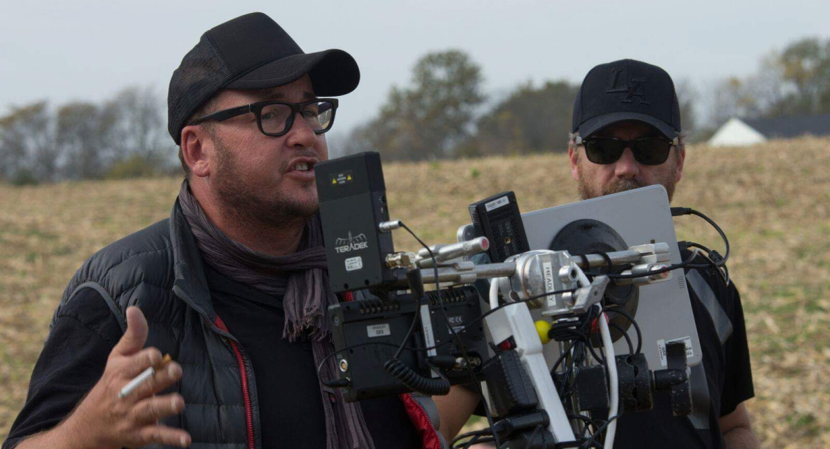 Co-Writer/Co-Director Nick Lyon behind the scenes of the survival drama/thriller, 'On Fire,' a Cineverse release.