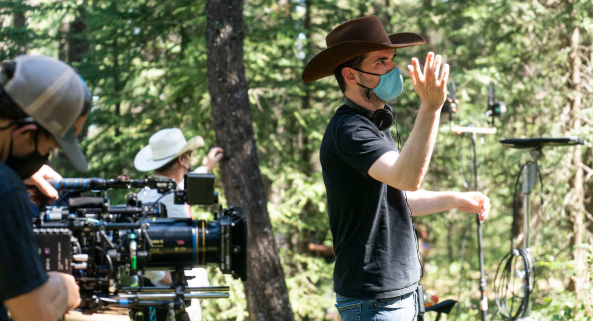 Director Dan Trachtenberg behind the scenes of 20th Century Studios' 'Prey,' exclusively on Hulu.