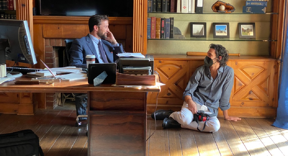 Noah Wyle and director/writer/producer Augustus Meleo Bernstein on the set of 'At The Gates.'