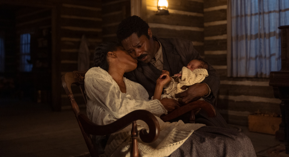 Lauren E. Banks as Jennie Reeves and David Oyelowo as Bass Reeves in 'Lawmen: Bass Reeves' streaming on Paramount+, 2023.