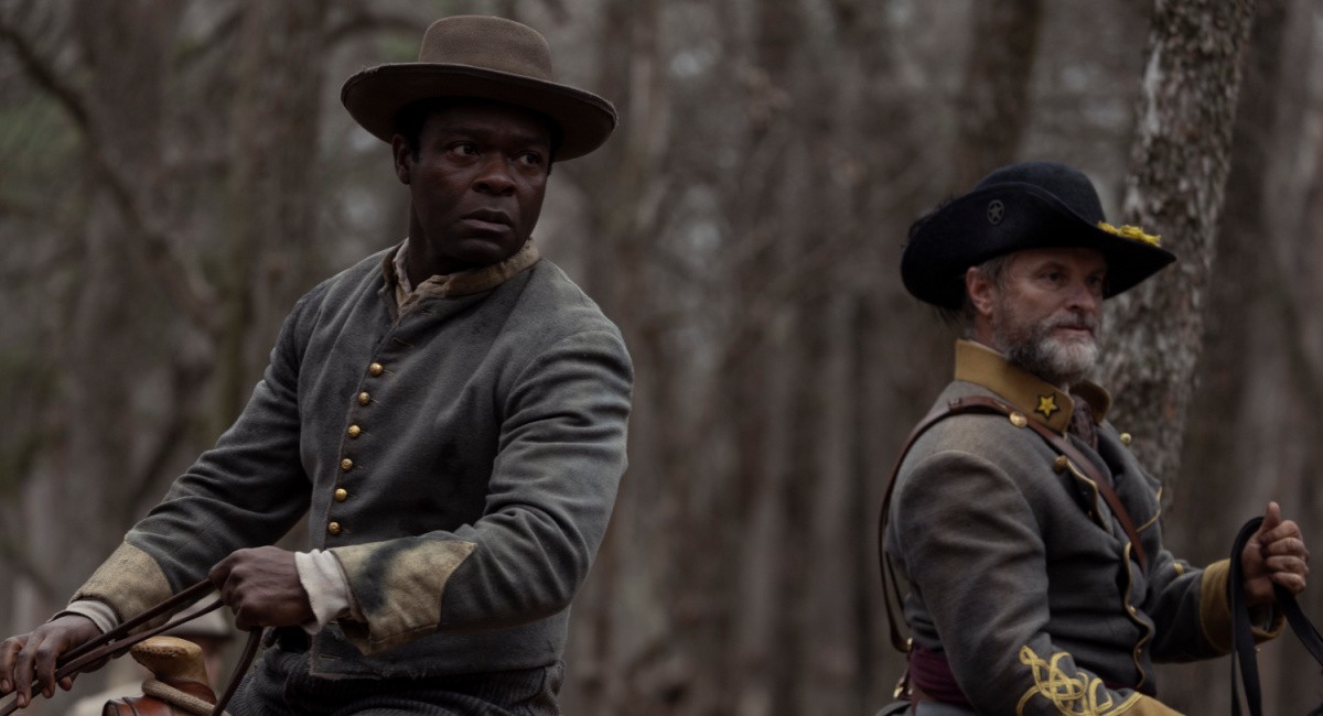 David Oyelowo as Bass Reeves and Shea Whigham as George Reeves in 'Lawmen: Bass Reeves' streaming on Paramount+, 2023.