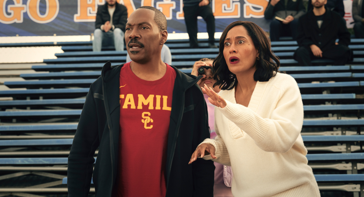 Eddie Murphy as Chris Carver and Tracee Ellis Ross as Carol Carver star in 'Candy Cane Lane.'