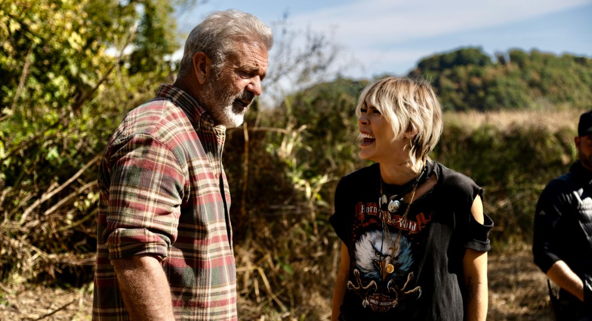 Mel Gibson and director Nadine Crocker on the set of 'Desperation Road.'