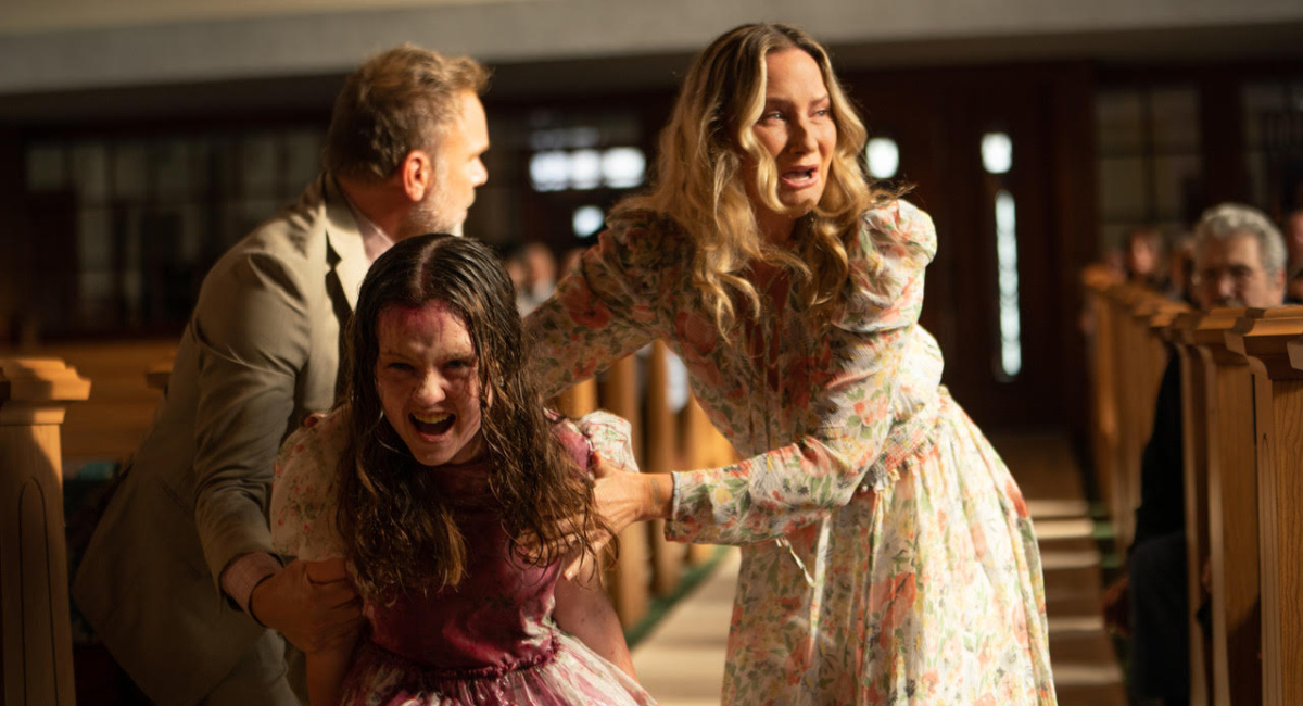 Tony (Norbert Leo Butz), Katherine (Olivia O’Neill) and Miranda (Jennifer Nettles) in 'The Exorcist: Believer,' directed by David Gordon Green.