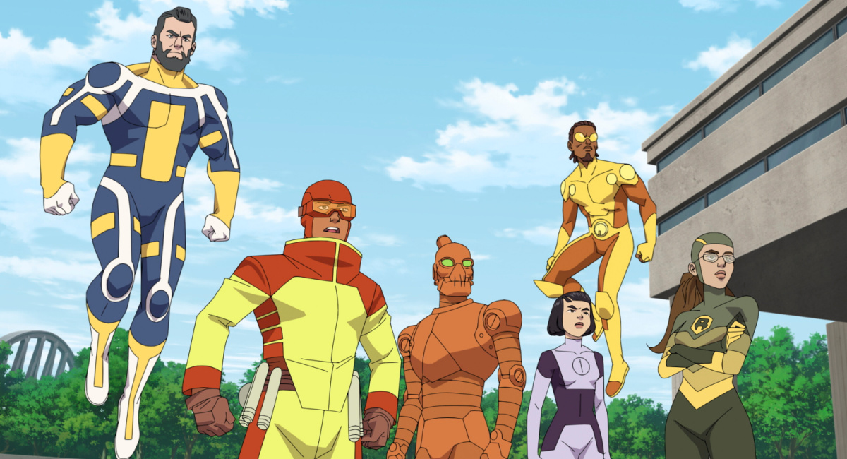 Ross Marquand as the voice of The Immortal, Jason Mantzoukas as the voice of Rex Splode, Zachary Quinto as the voice of Robot, Bulletproof, Melise as the voice of Dupli-Kate, and Grey Griffin as the voice of Shrinking Ray in 'Invincible' Season 2.