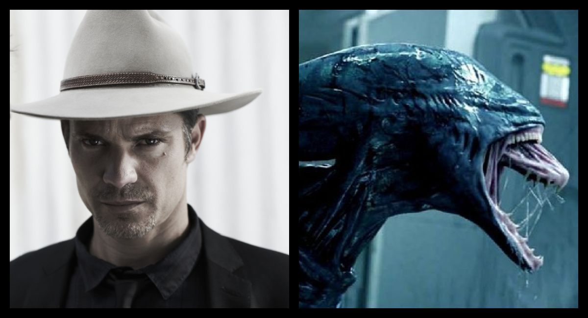 (Left) Timothy Olyphant in FX's 'Justified.' (Right) 2012's 'Prometheus.'