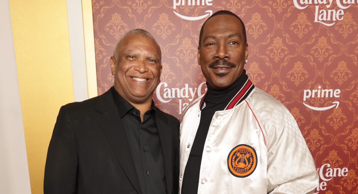 Reginald Hudlin and Eddie Murphy attend Amazon Studios Candy 'Cane Lane World' Premiere in Los Angeles on Nov 28, 2023.