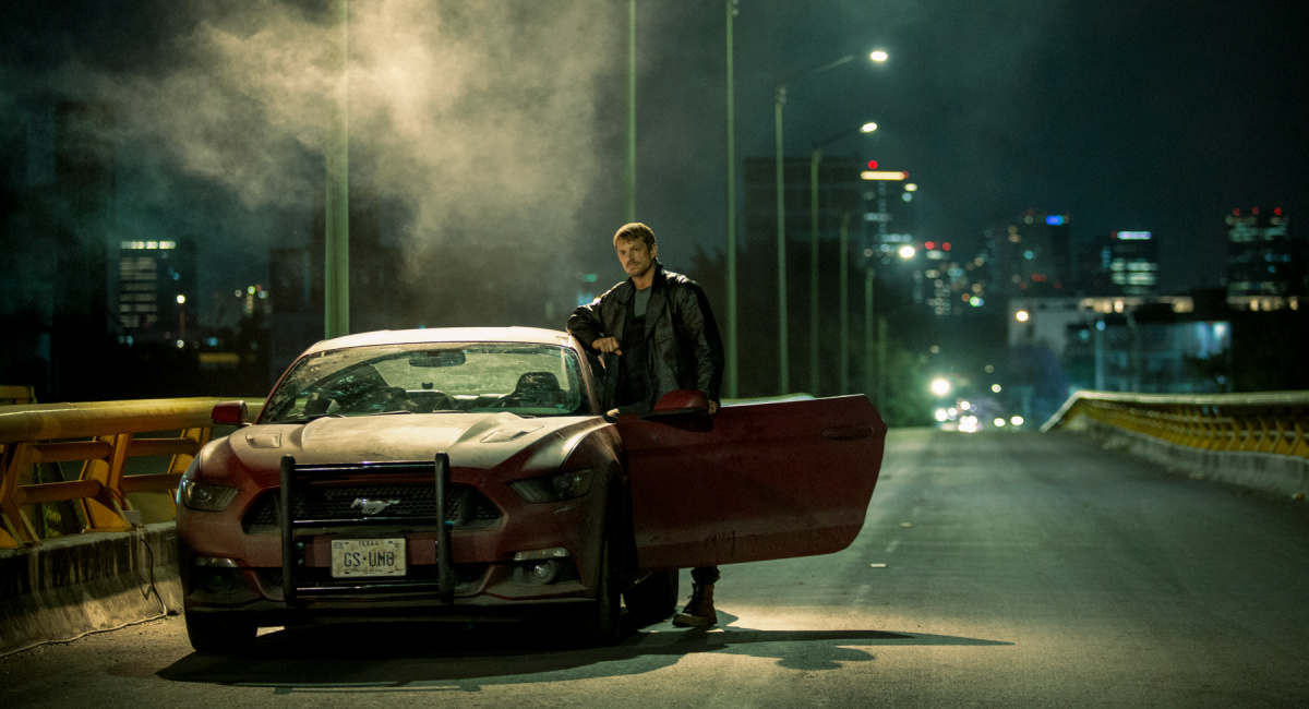Joel Kinnaman as Godlock in 'Silent Night.'