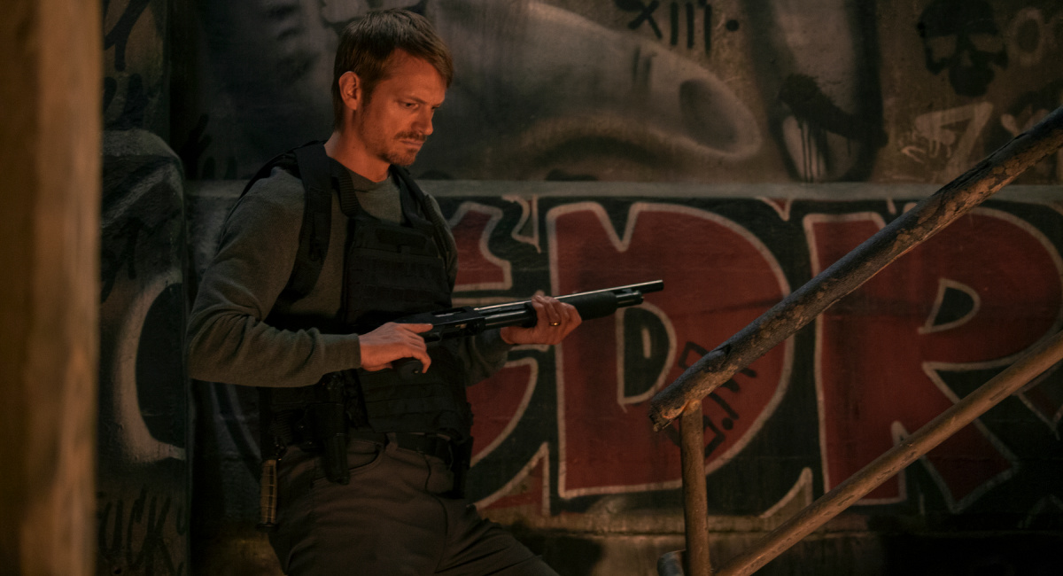 Joel Kinnaman as Godlock in 'Silent Night.'