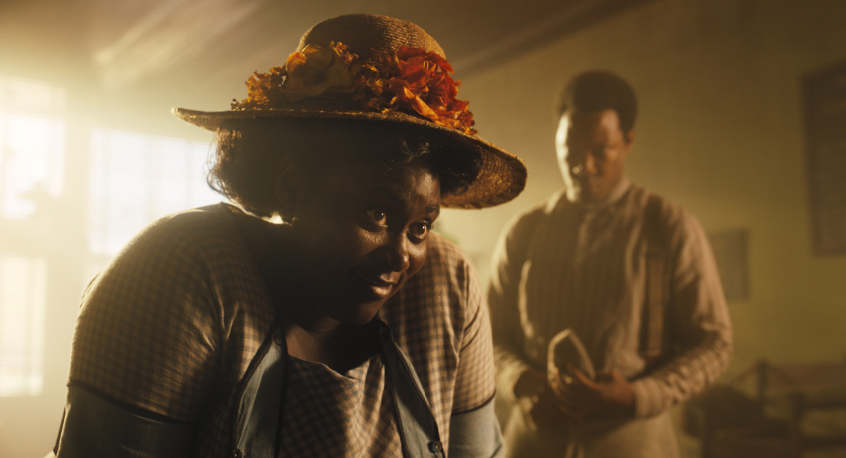 Danielle Brooks as Sophia and Corey Hawkins as Harpo in Warner Bros. Pictures’ bold new take on a classic,'The Color Purple,' a Warner Bros. Pictures release.