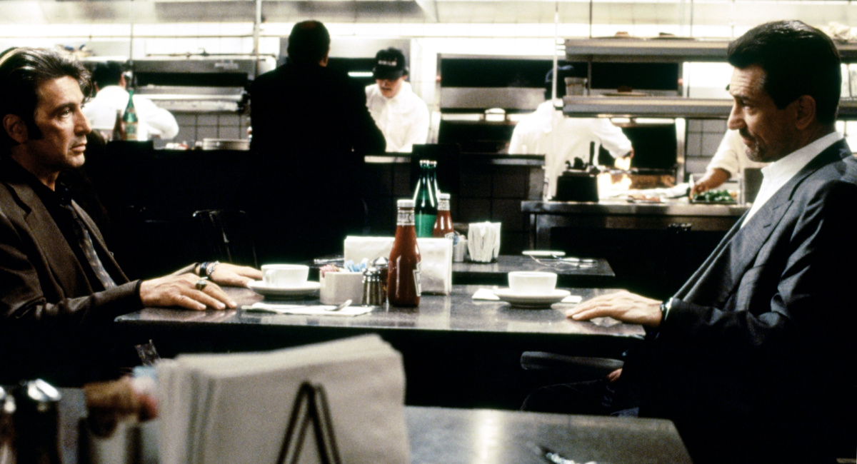 Al Pacino as Lieutenant Vincent Hanna and Robert De Niro as Neil McCauley in 'Heat.'