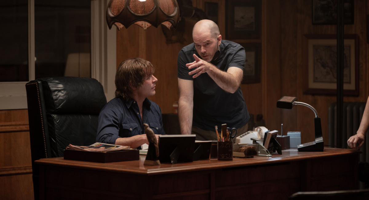 Zac Efron and director Sean Durkin on the set of 'The Iron Claw.'
