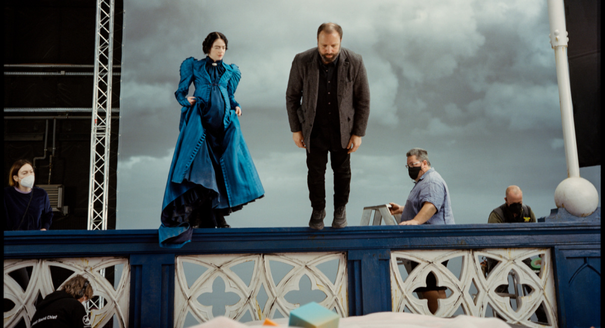 Yorgos Lanthimos and Emma Stone on the set of 'Poor Things.'