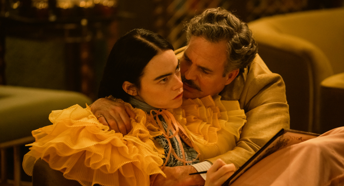 Emma Stone and Mark Ruffalo in 'Poor Things.'