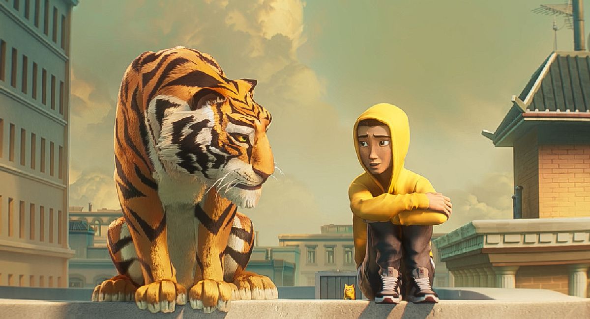 Henry Golding as Hu and Brandon Soo Hoo as Tom in 'The Tiger’s Apprentice,' streaming on Paramount+, 2024.