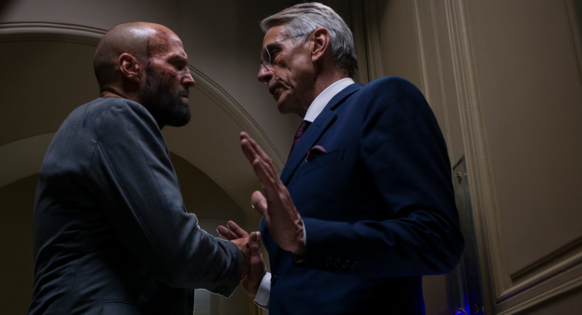 Jason Statham as Clay and Jeremy Irons as Wallace Westwyld in director David Ayer's 'The Beekeeper,' an Amazon MGM Studios film.