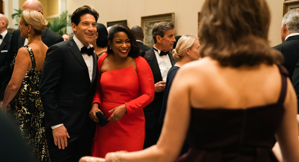 Jon Bernthal as Brett Hamilton and Aunjanue Ellis-Taylor as Isabel Wilkerson in director Ava DuVernay's 'Origin.'