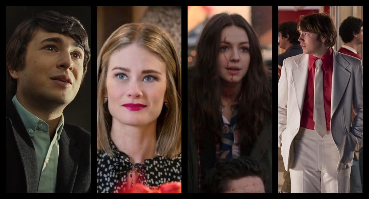 (Left) Gabriel LaBelle in 'The Fabelmans.' Photo: Universal Pictures. (Left Center) Kim Matula in 'Checkin it Twice.' Photo: Hallmark Channel. (Right Center) Ella Hunt in 'Anna and the Apocalypse.' Photo: Vertigo Releasing. (Right) Cooper Hoffman in 'Licorice Pizza.' Photo: United Artists Releasing.