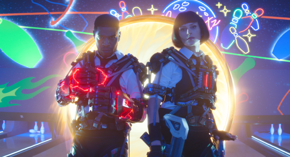 Scott Mescudi as Agent Mason and Ellie Taylor as Agent Willoughby in 'Knuckles,' streaming on Paramount+, 2024.