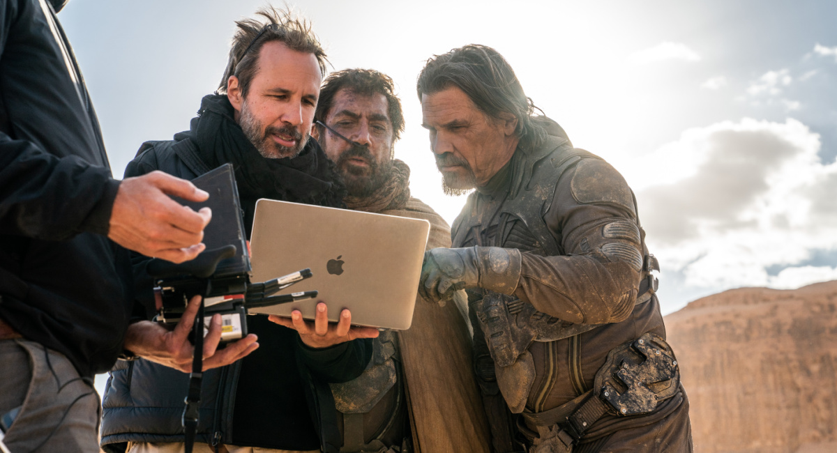 Director/Writer/Producer Denis Villeneuve, Javier Bardem and Josh Brolin on the set of Warner Bros. Pictures and Legendary Pictures’ action adventure 'Dune: Part Two,' a Warner Bros. Pictures release.