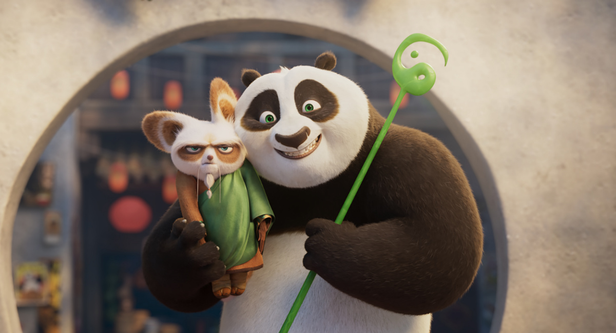 (from left) Shifu (Dustin Hoffman) and Po (Jack Black) in DreamWorks Animation’s 'Kung Fu Panda 4,' directed by Mike Mitchell.