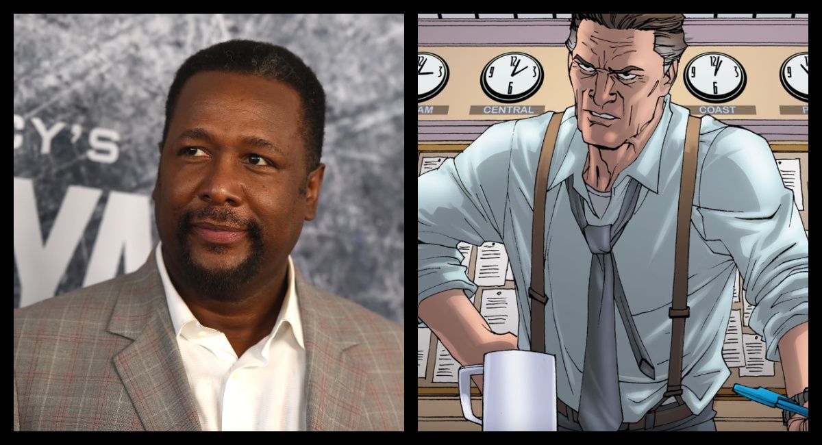 (Left) Wendell Pierce at the 'Tom Clancy's Jack Ryan' Season 1 World Premiere Event. Credit: Jordan Strauss. Copyright: Amazon Studios. (Right) Perry White. Photo: DC Comics.